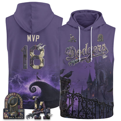 Los Angeles Dodgers Nightmare Edition Sleeveless Hoodie Tank Top - Printed