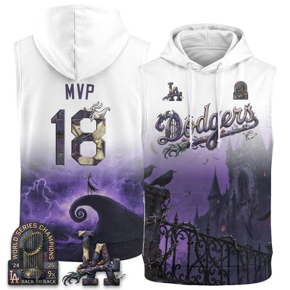 Los Angeles Dodgers Nightmare Edition Sleeveless Hoodie Tank Top - Printed