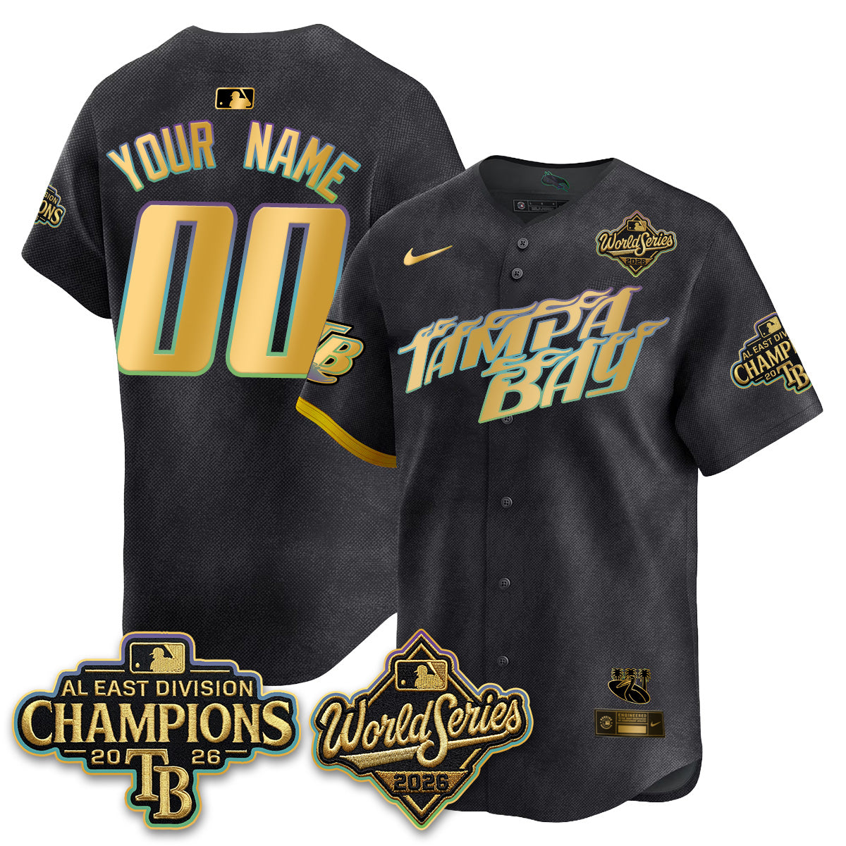 TB 2026 AL Champions Gold Edition Custom Vapor Jersey - Stitched