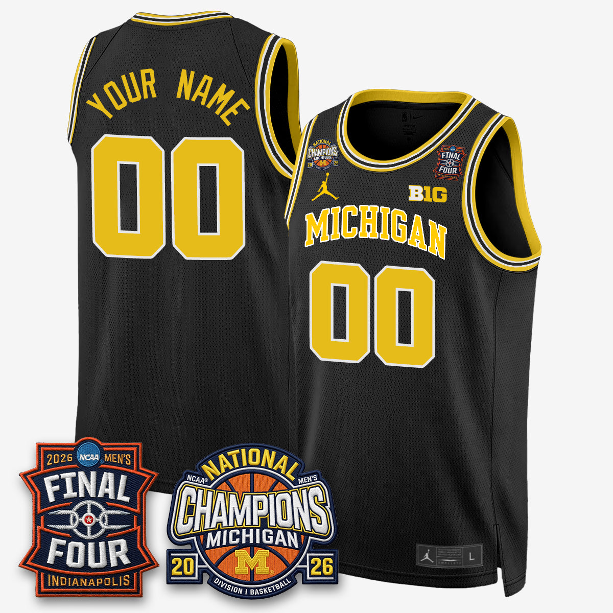 MICH Basketball National Champions Big Text Limited Vapor Custom Jersey - All Stitched