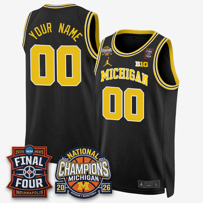 MICH Basketball National Champions Big Text Limited Vapor Custom Jersey - All Stitched