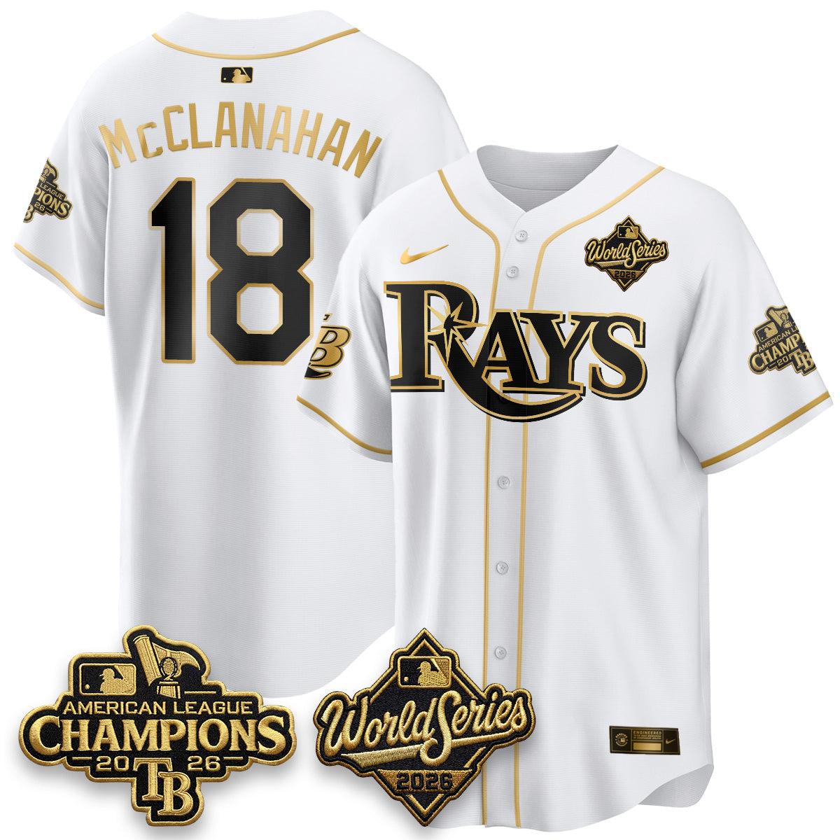 TB 2026 AL Champions Gold Edition Vapor Jersey - Stitched