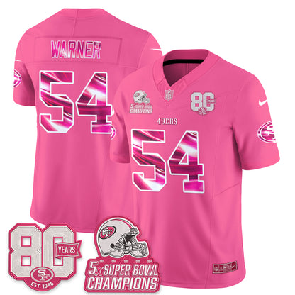 San Francisco 49ers Pink Edition Vapor Jersey - Stitched