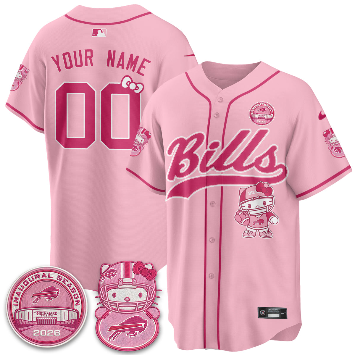 Buffalo Bills x Meow  Vapor Custom Baseball Jersey - Stitched