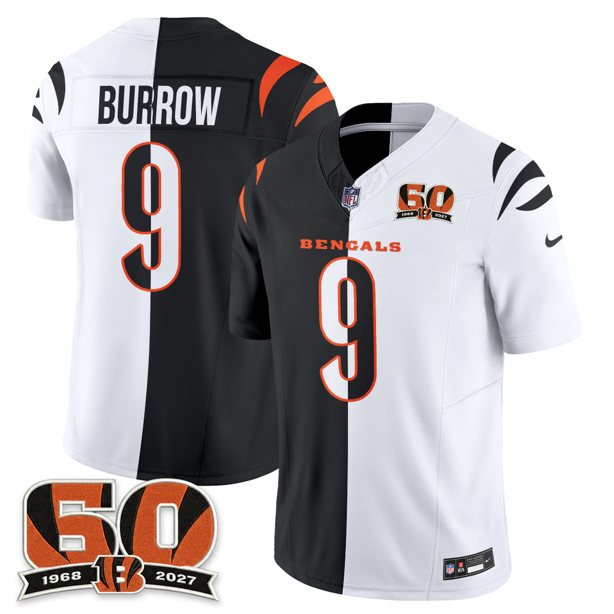 Cincinnati Bengals Split Edition Vapor Jersey - Stitched