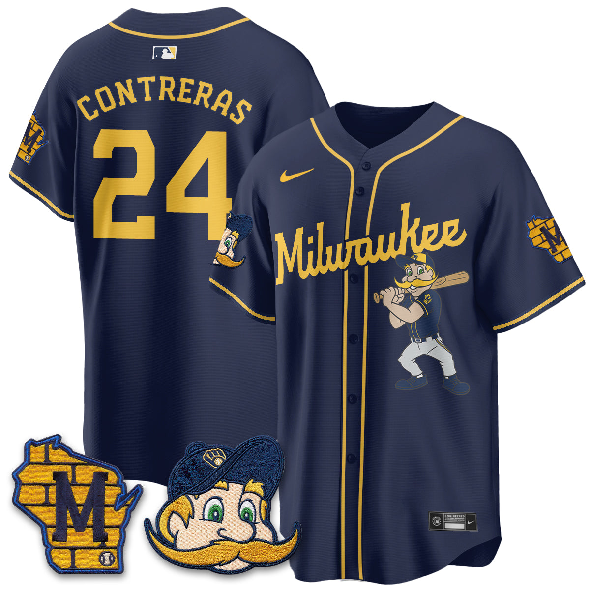 Milwaukee Brewers Bernie Edition Vapor Jersey - Stitched