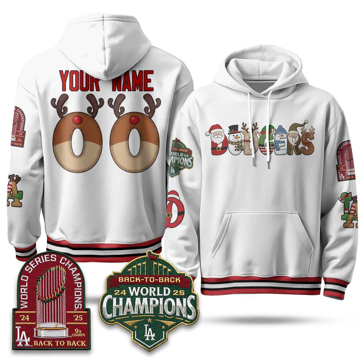 Los Angeles Dodgers 2026 Xmas Edition Custom Hoodie - Stitched