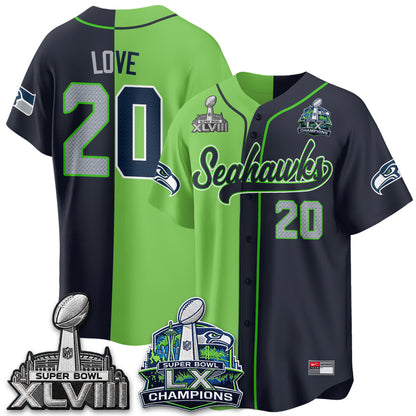 Seattle Seahawks S.Bowl Champs Split Baseball Vapor Jersey V1- Stitched