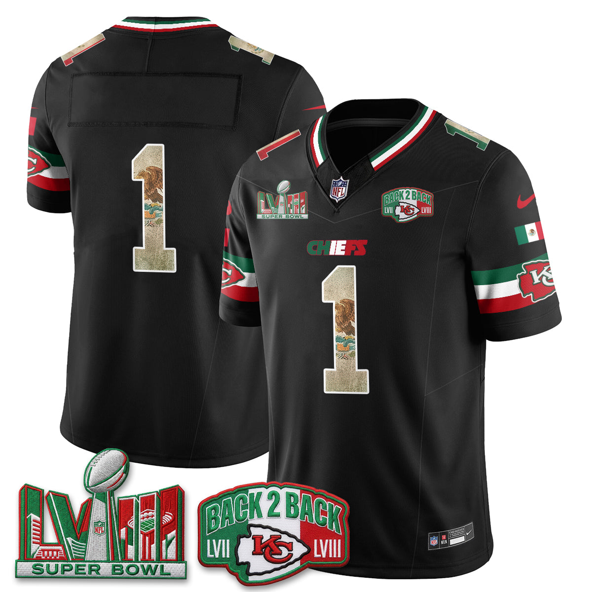Kansas City Chiefs Mexico Edition Vapor Jersey - Stitched