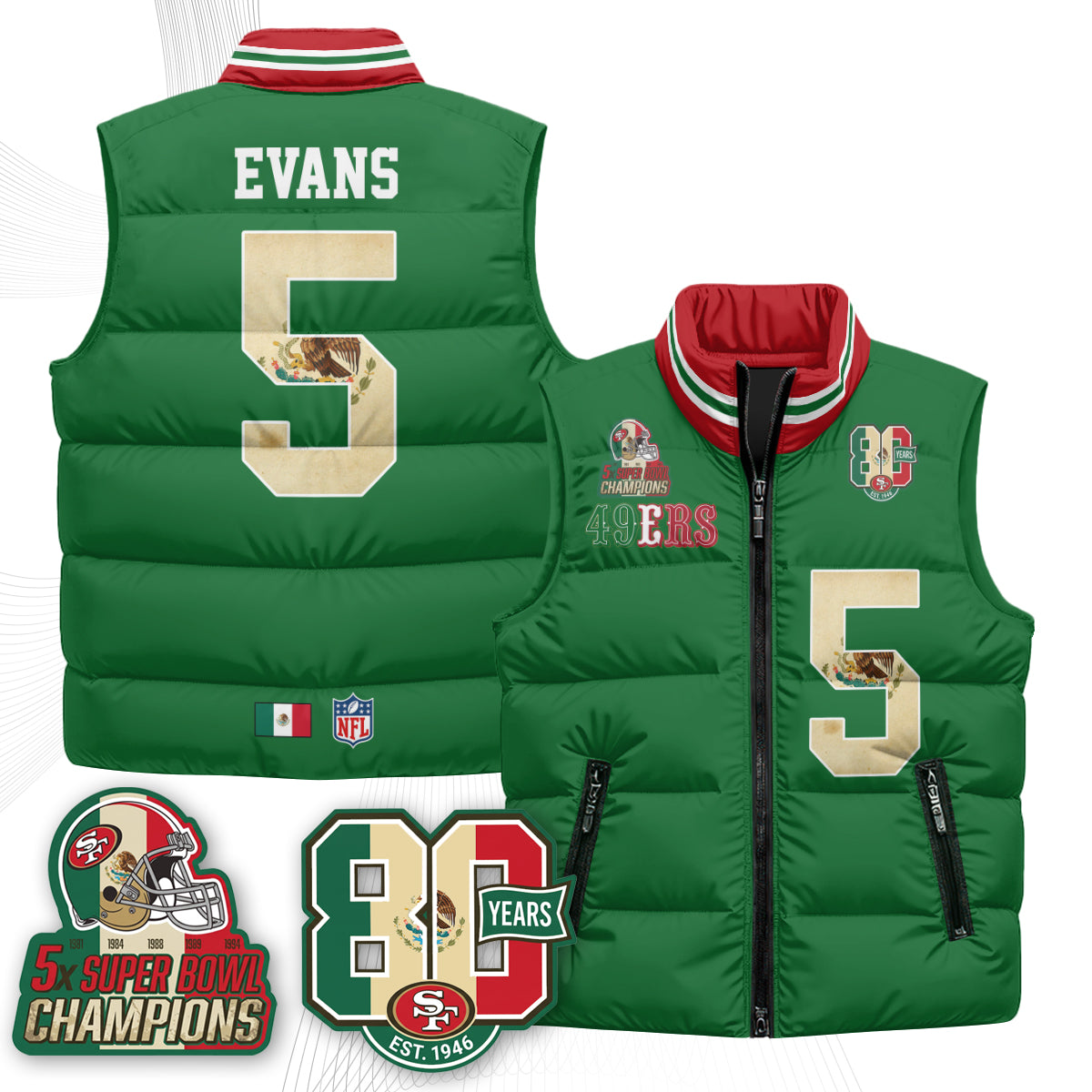 SF Mexico Style Puffer Vest - Printed