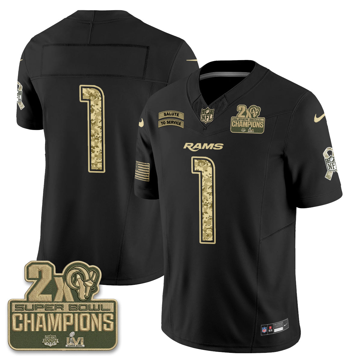 Los Angeles Rams 2026 Salute To Service Vapor Jersey V2- Stitched
