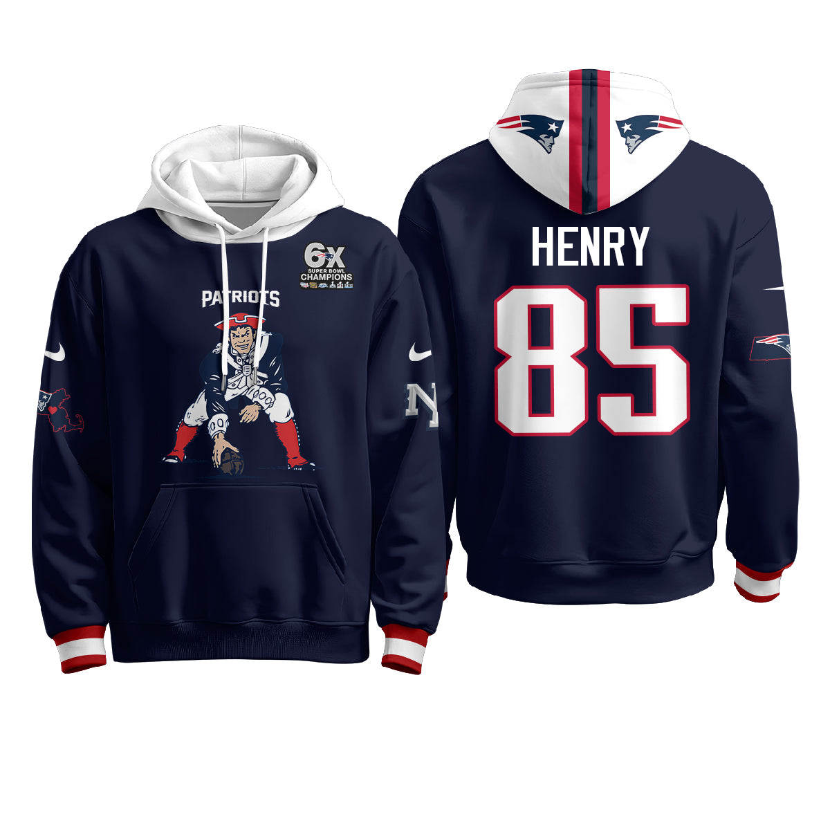 New England Patriots Minuteman Edition Fleece Hoodie - Printed
