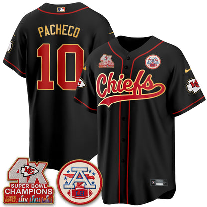 Kansas City Chiefs 4X Champs Gold Trim Edition Vapor Baseball Jersey - Stitched