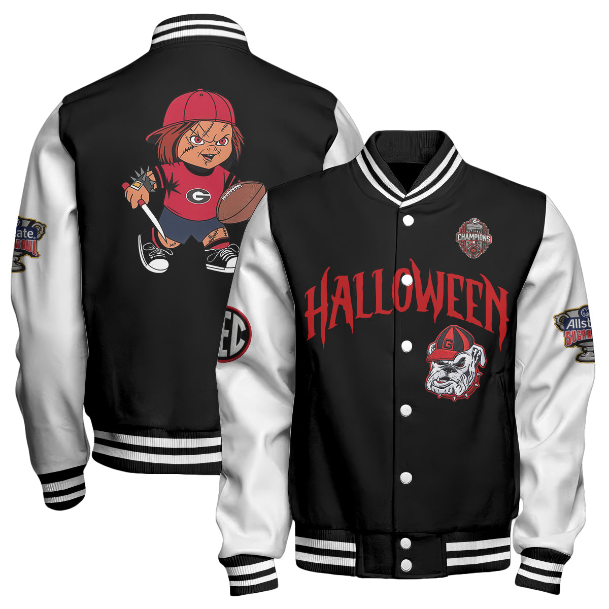 GB x Killer Doll Horror Movie Halloween 2026 Edition Baseball Jacket - Printed