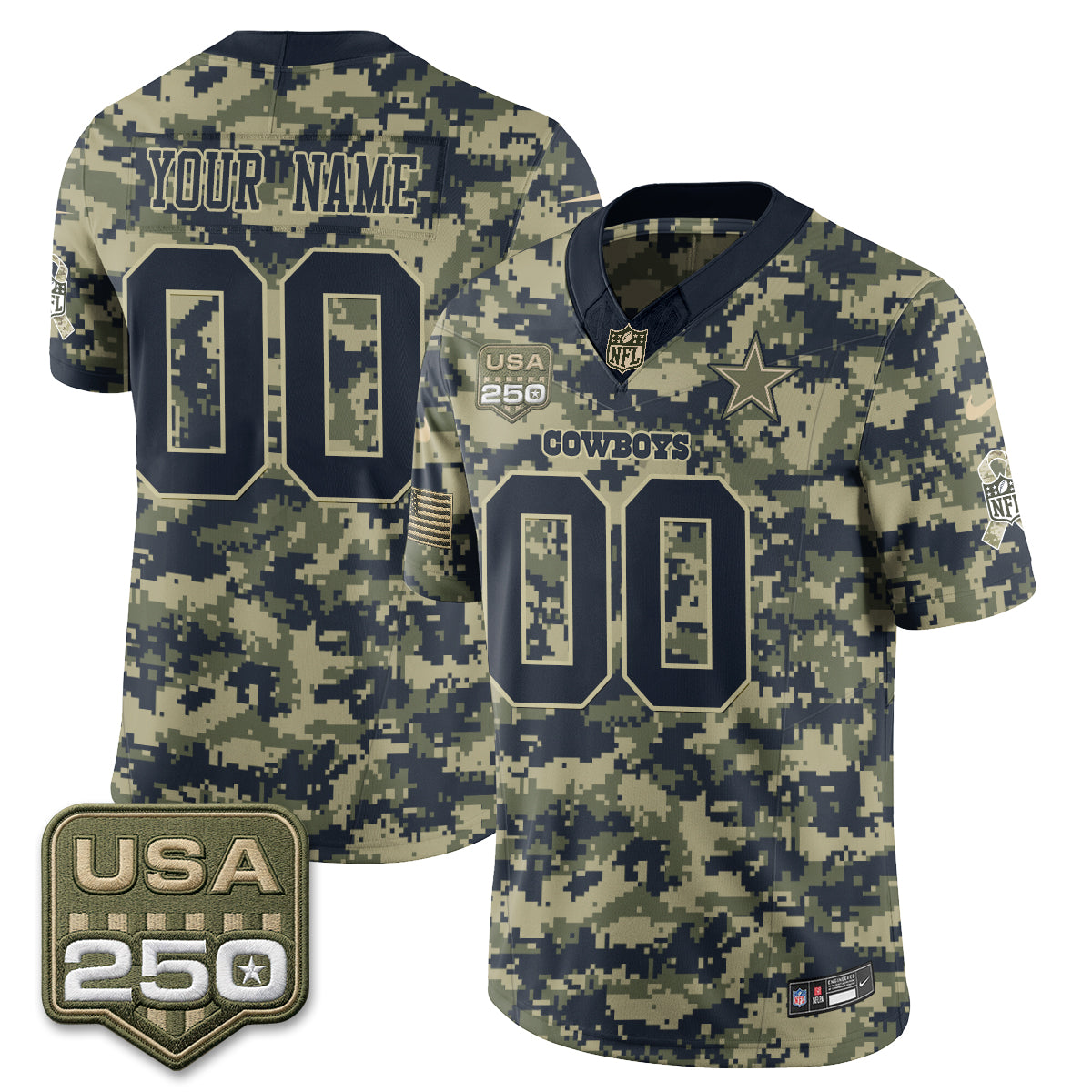 DAL 2026 Salute to Service Edition Vapor Custom Jersey - Stitched