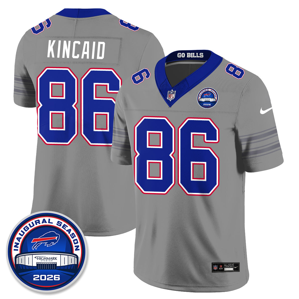 Buffalo Bills Gray Nickel City Vapor Jersey - Stitched