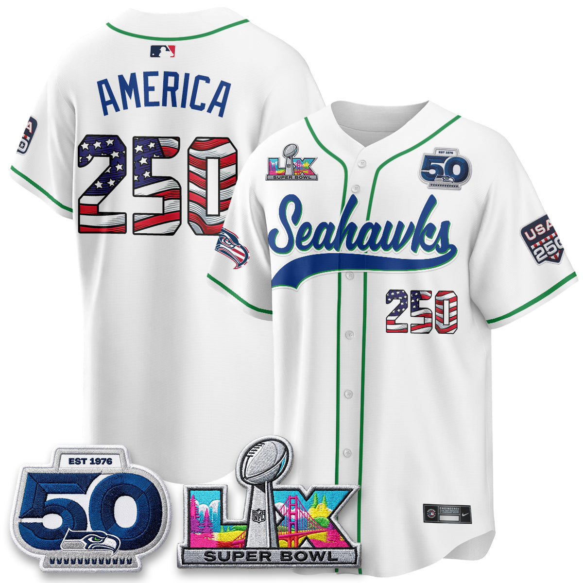 SEA SB LX Champs America Edition Vapor Baseball Jersey - Stitch