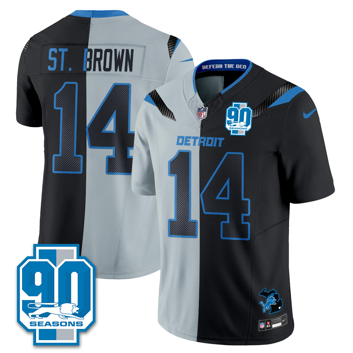 DET Rivalries Split Edition Vapor Jersey - Stitched