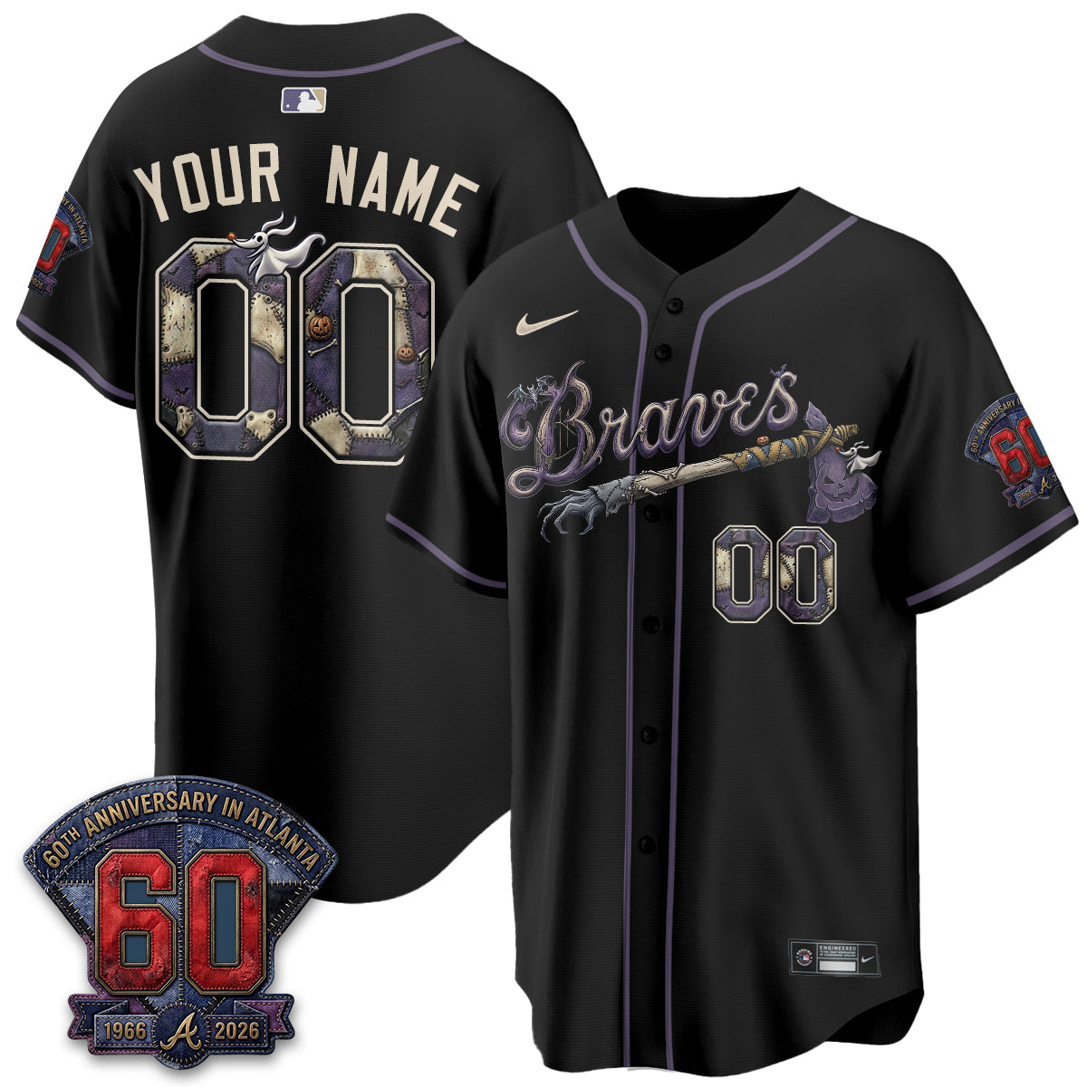 Atlanta Braves Nightmare Edition Vapor Custom Jersey - Stitched
