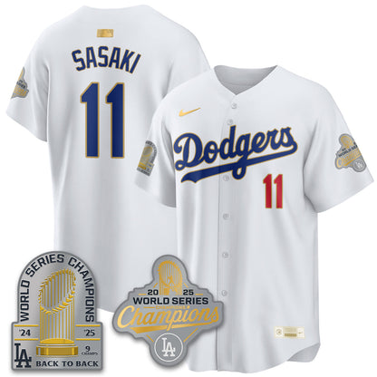 LAD Gold Collection Stadium Vapor Limited Jersey - 9x Champs - All Stitched