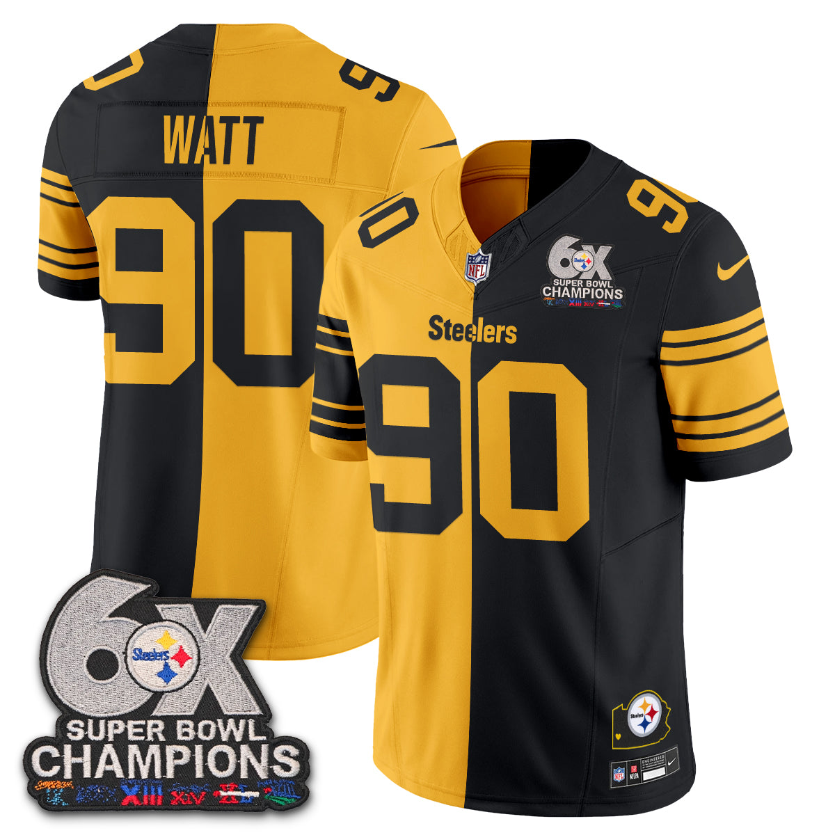 Pittsburgh Steelers 6x SBowl Split Edition Vapor Jersey - Stitched