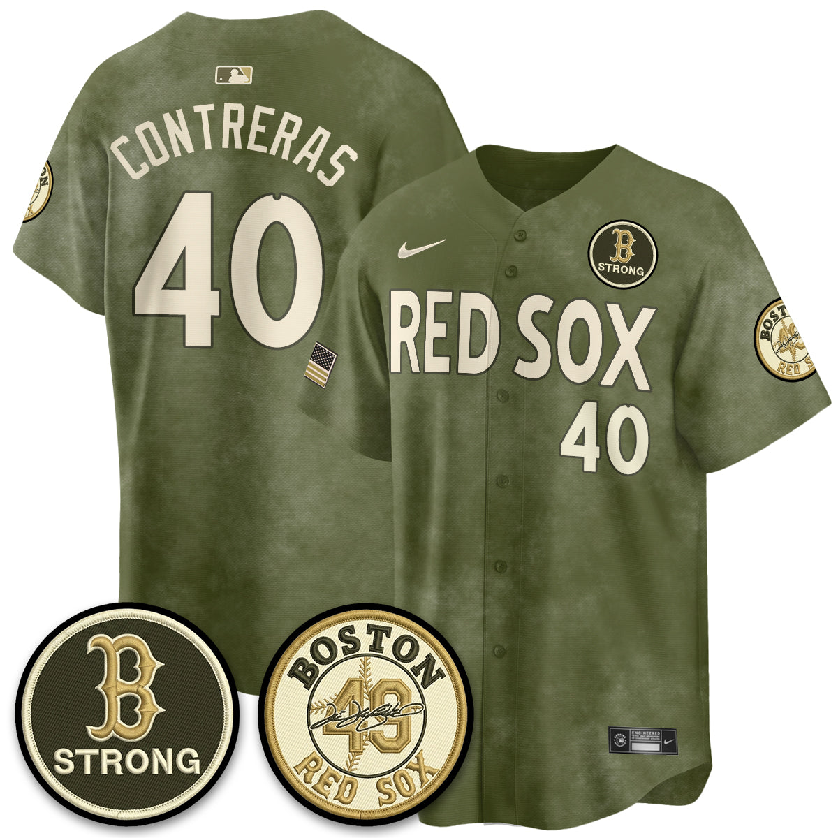 BOS New Era Olive 2026 Armed Forces Day Jersey - All Stitched
