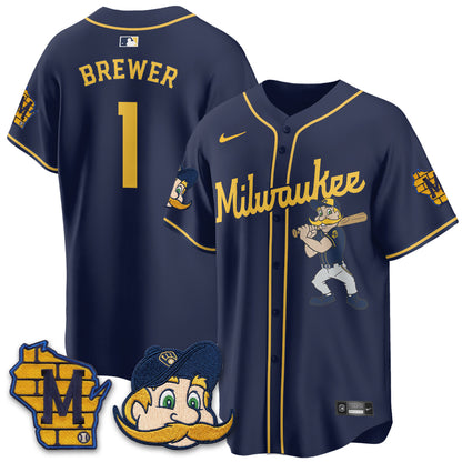 Milwaukee Brewers Bernie Edition Vapor Jersey - Stitched