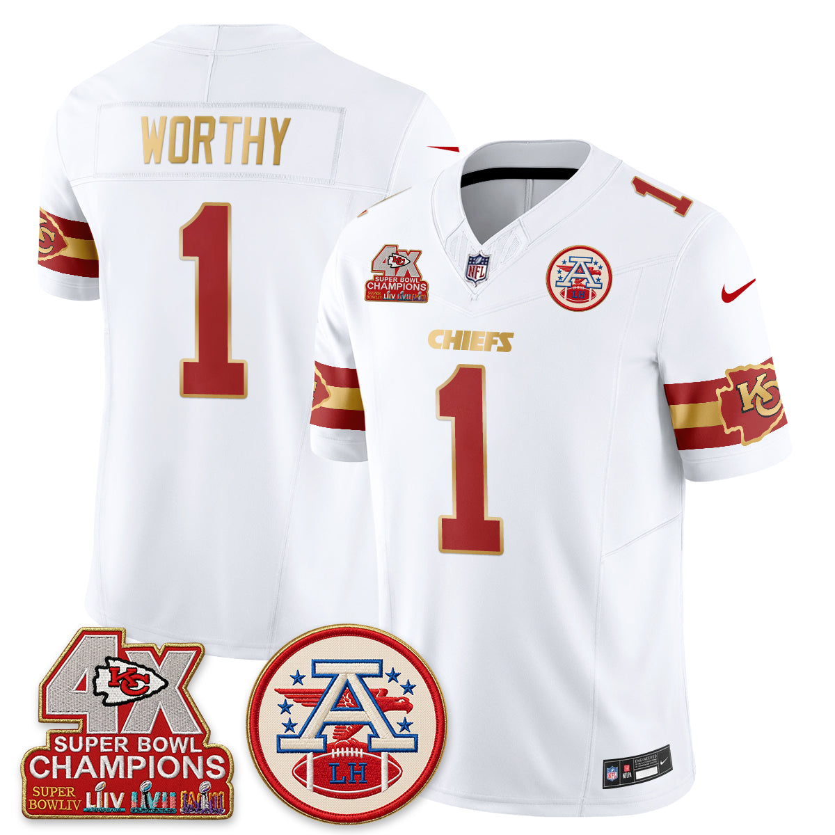 KC 4X Champs Gold Edition Vapor Jersey - Stitched