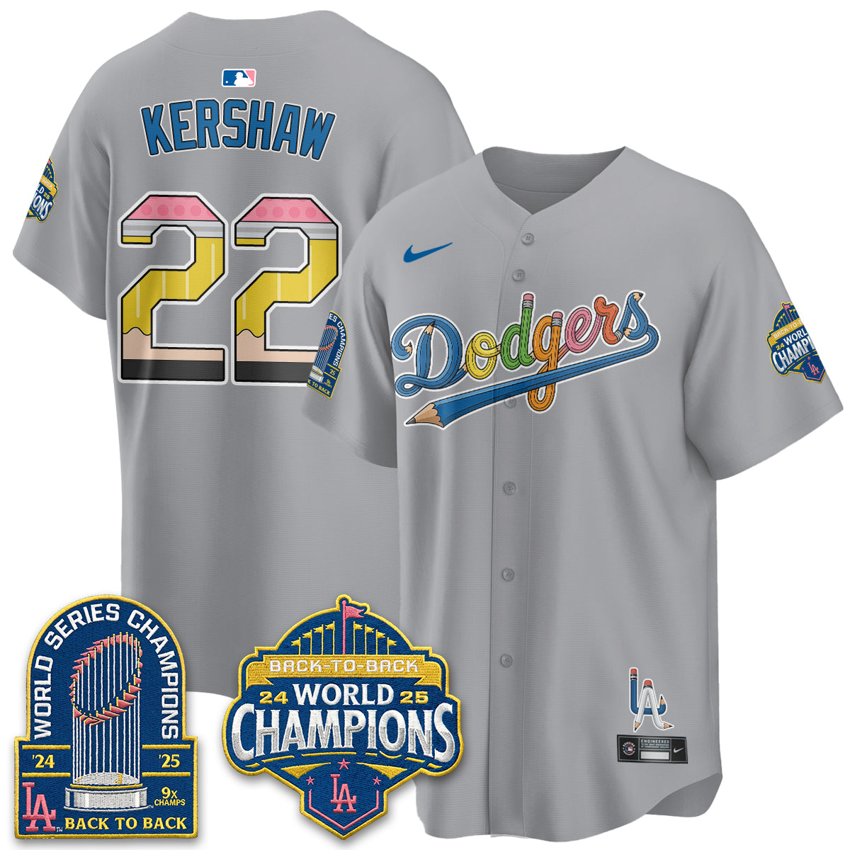 Los Angeles Dodgers x Back to School Style Vapor Jersey - Stitched