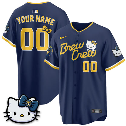 Custom Milwaukee Brewers x Meow KT Vapor Jersey - Stitched N1