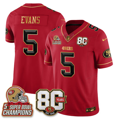 San Francisco 49ers 80 Years & 5X Champs Vapor Jersey - Stitched