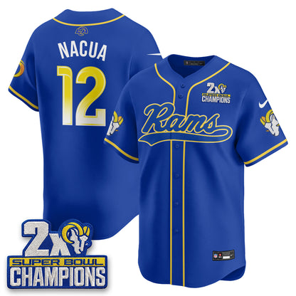 Los Angeles Rams 2X Champs Rivalries Baseball Vapor Jersey - Stitched