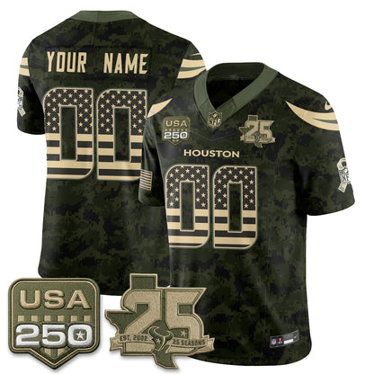 HOU 2026 Salute to Service Edition Vapor Custom Jersey - Stitched