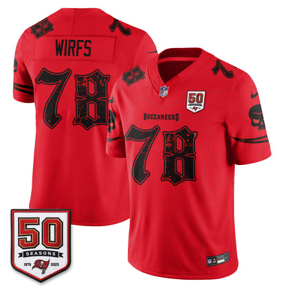 Tampa Bay Buccaneers Skull 50 Seasons Edition Vapor Jersey - Stitched