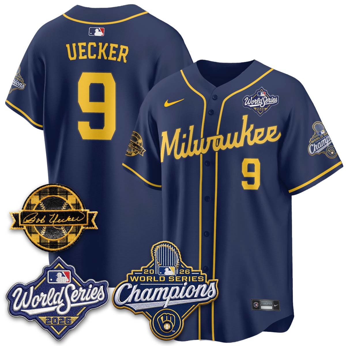 Milwaukee Brewers 2026 WS Champions - Bob Uecker Patch Vapor Jersey - Stitched