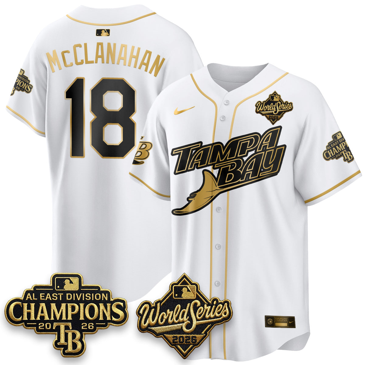 TB 2026 AL Champions Gold Edition Vapor Jersey - Stitched