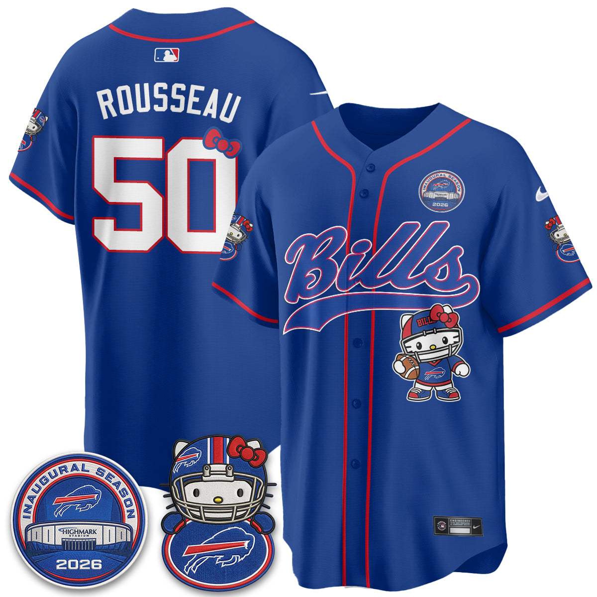 Buffalo Bills x Meow  Vapor Baseball Jersey - Stitched