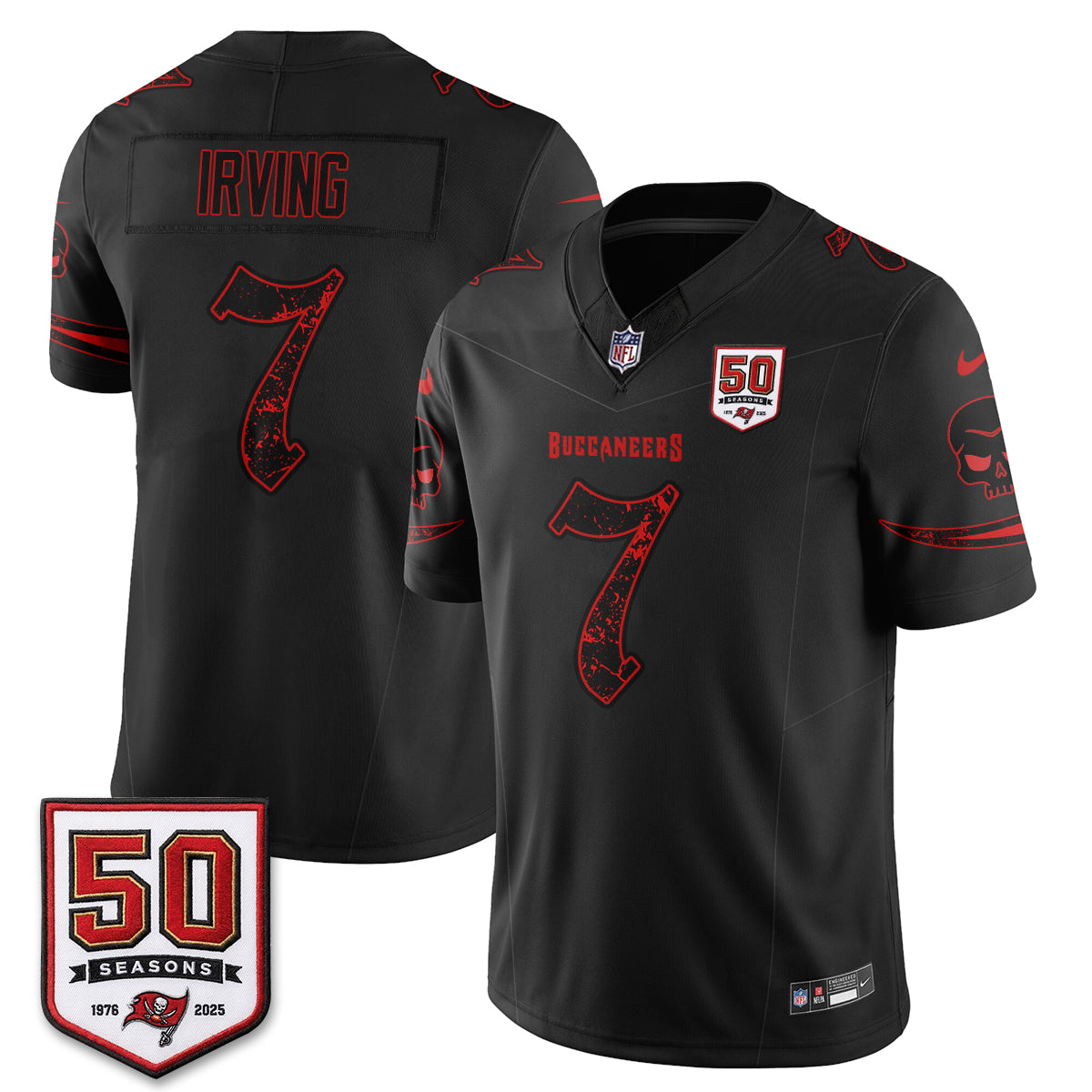 Tampa Bay Buccaneers Skull 50 Seasons Edition Vapor Jersey - Stitched