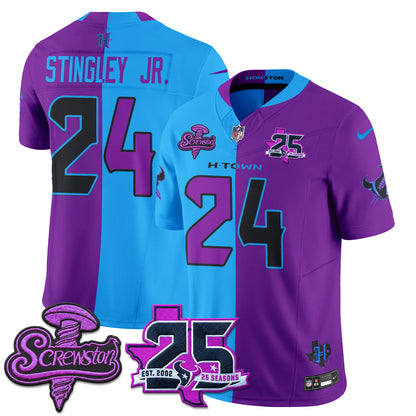 Houston Texans DJ Screw Split Vapor Jersey - Stitched