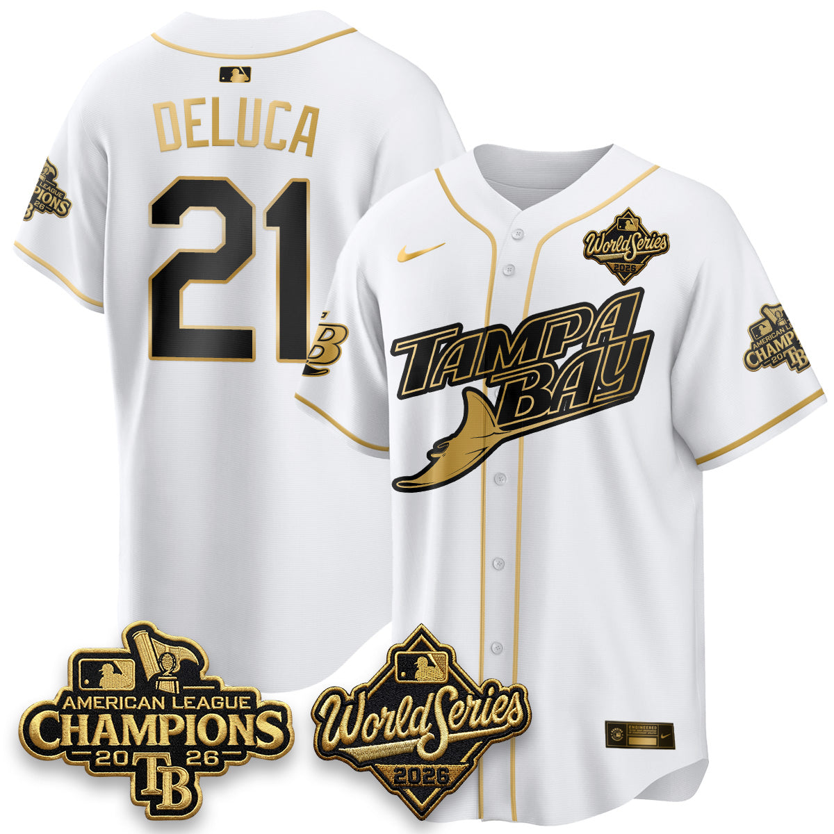 TB 2026 AL Champions Gold Edition Vapor Jersey - Stitched