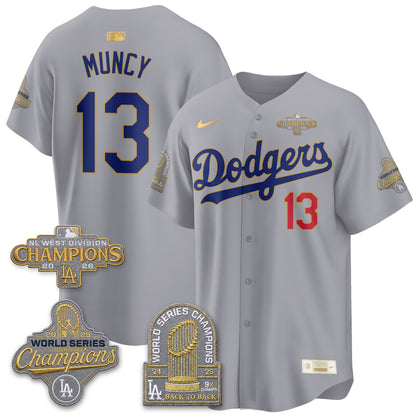 Los Angeles Dodgers 2026 NL West Champs Gold Vapor Jersey- Stitched