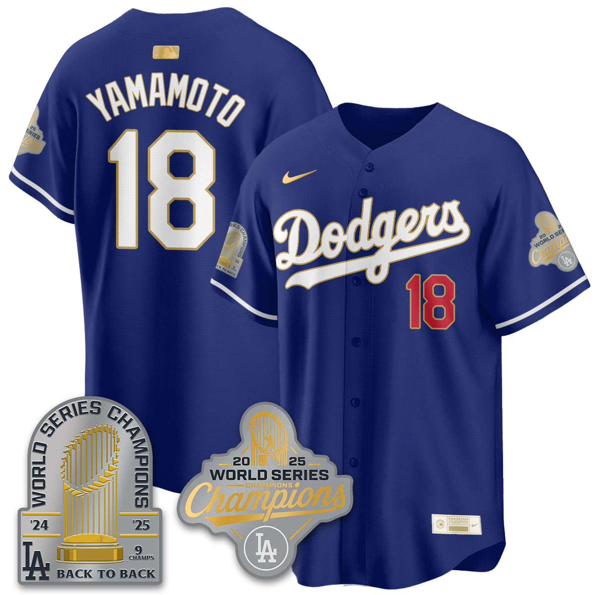 LAD Gold Collection Stadium Vapor Limited Jersey - 9x Champs - All Stitched