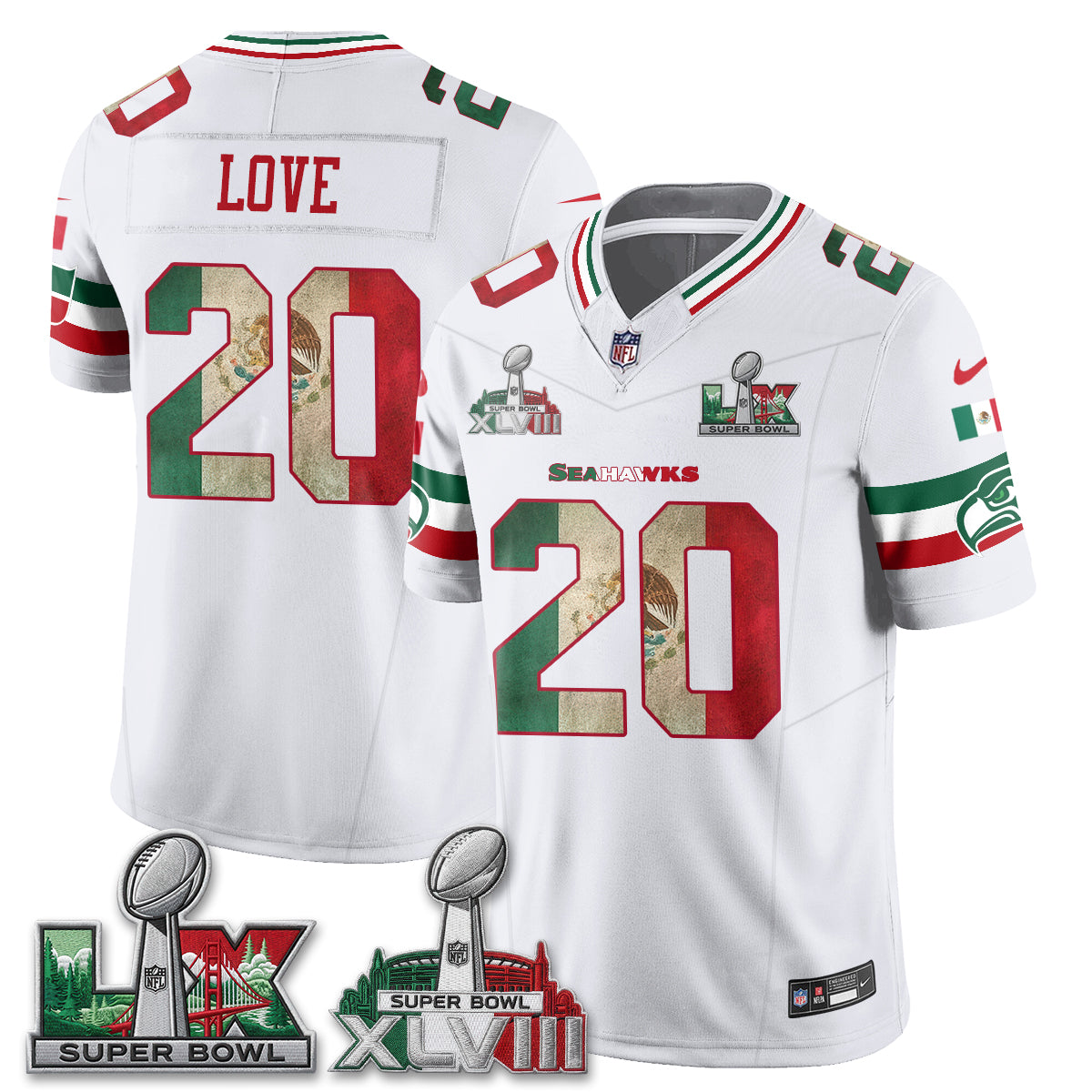 Seattle Seahawks Mexico Edition Vapor Jersey V1- Stitch
