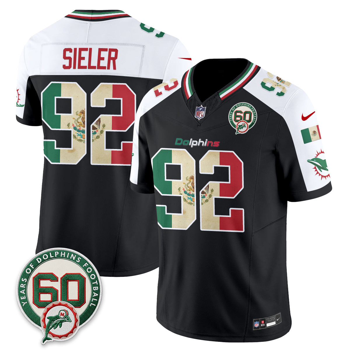 Miami Dolphins Mexico Edition Vapor Jersey - Stitched