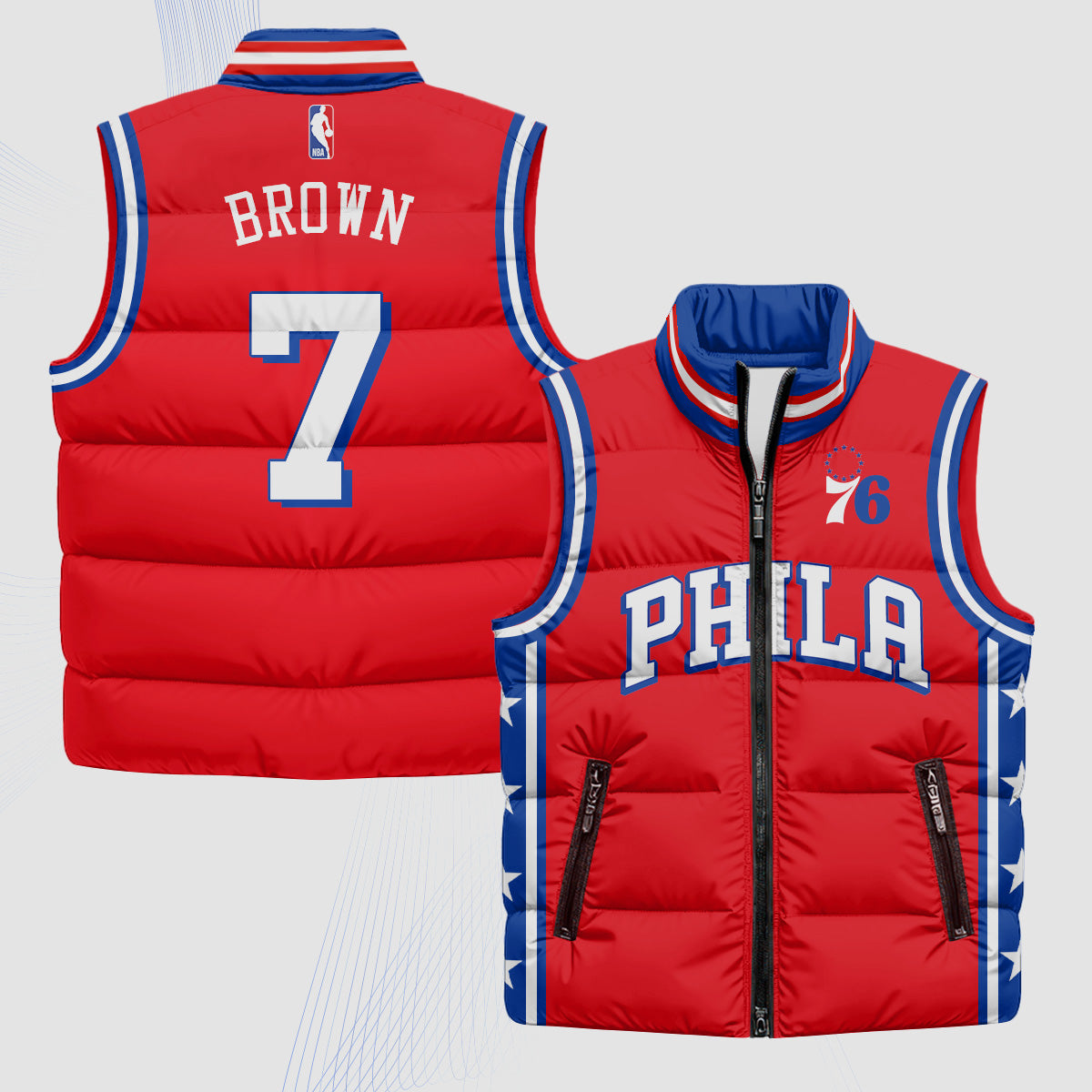 PHI Superteam 24th Season Patch Puffer Vest - Printed