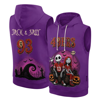 SF x Skeleton Gentleman & Rag Doll Bride Edition Sleeveless Hoodie Tank Top - Printed