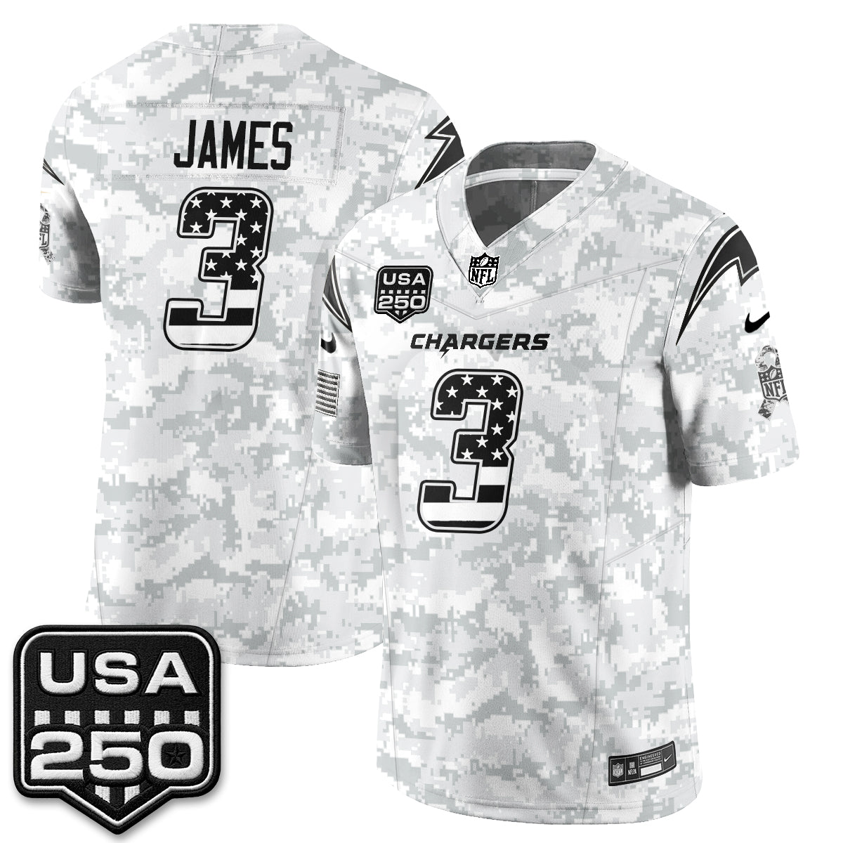 Los Angeles Chargers 2026 Salute to Service Vapor Jersey - Stitched