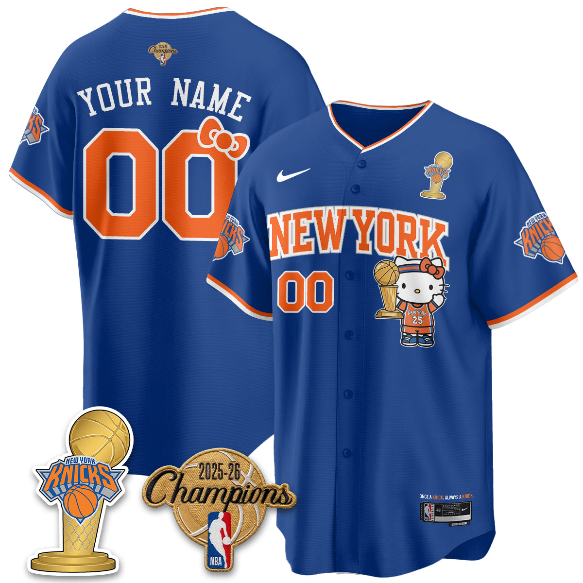 New York Knicks 2026 NBA Champions x Meow Kitty Vapor Custom Jersey - Stitched