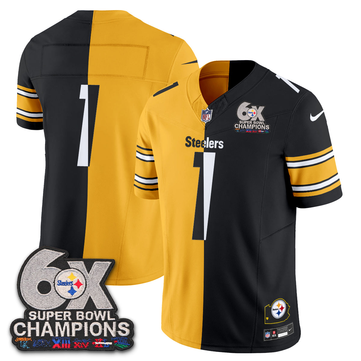 Pittsburgh Steelers 6x SBowl Split Edition Vapor Jersey - Stitched