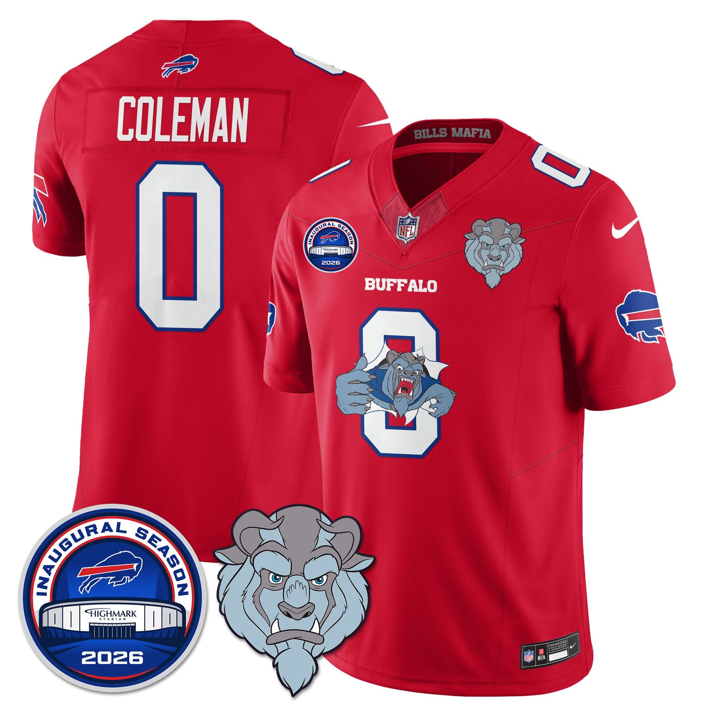 Buffalo Bills x Hairy Blue Beast Edition Vapor Jersey - Stitched